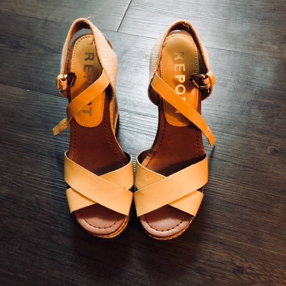 REPORT// EUC mustard strappy wedges - Picture 3 of 5